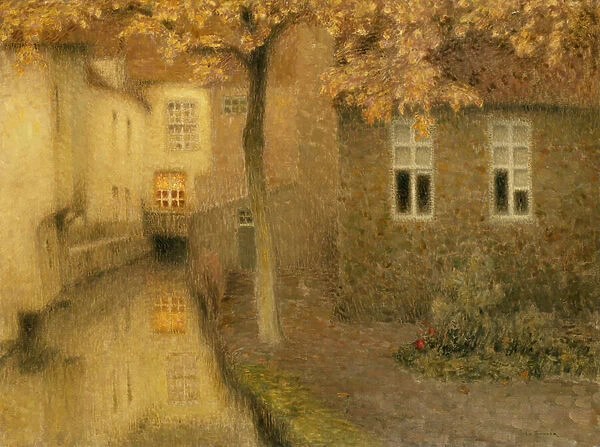 A Canal in Bruges at Dusk, c. 1898 (oil on canvas)