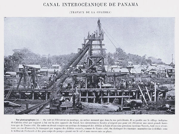 Canal Interoceanique De Panama, Travaux De La Culebra (b  /  w photo)