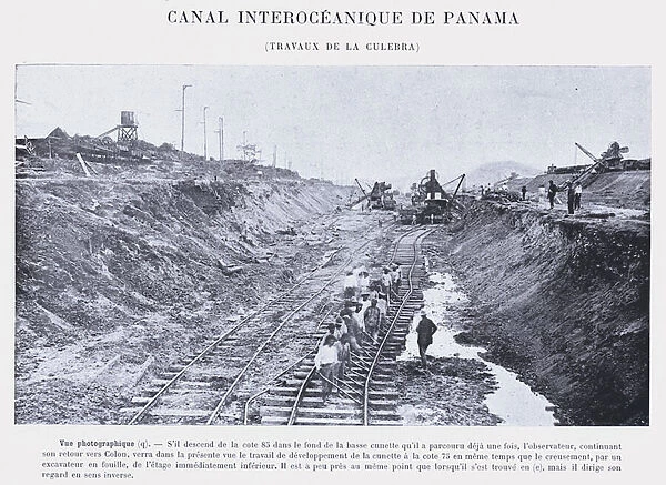 Canal Interoceanique De Panama, Travaux De La Culebra (b  /  w photo)
