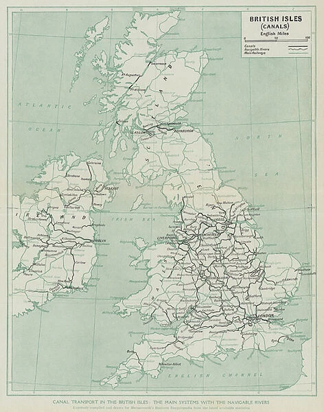 Canal transport in the British Isles, The main systems with the navigable rivers (litho)