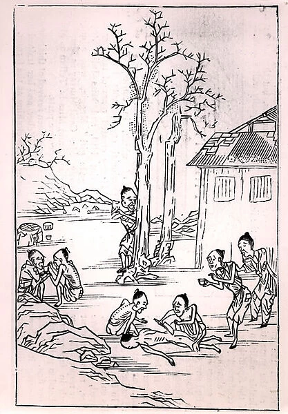 Cannibalism in China, from a Chinese drawing, 1870 (engraving) (b  /  w photo)