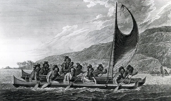 A Canoe of the Sandwich Islands, with the Rowers Masked, after John Webber, circa 1788