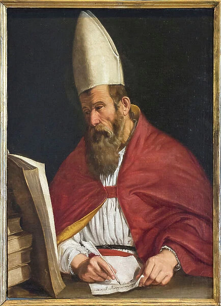 Canonised bishop, possibly St Augustine, (oil on canvas)