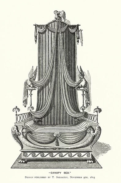 'Canopy Bed'(coloured engraving)