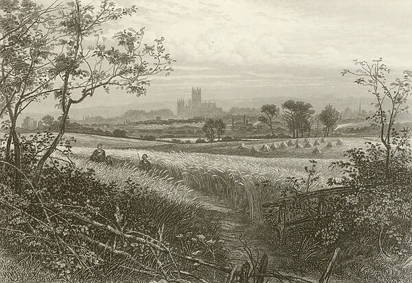 Canterbury Cathedral, from Harbledown (engraving)