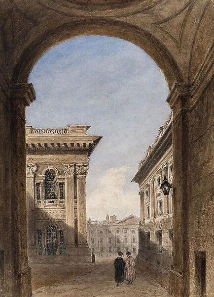 Canterbury Gate and Christ Church Quad, Oxford, 1833 (w  /  c on paper)