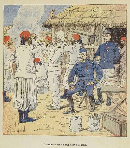 Cantonnement du regiment d Algerie (colour litho)