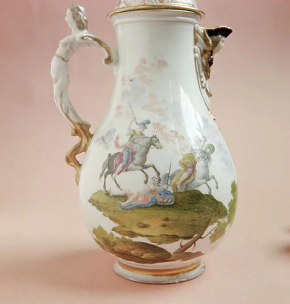 Capo di monte coffee pot, detail of decoration, c. 1750 (porcelain)