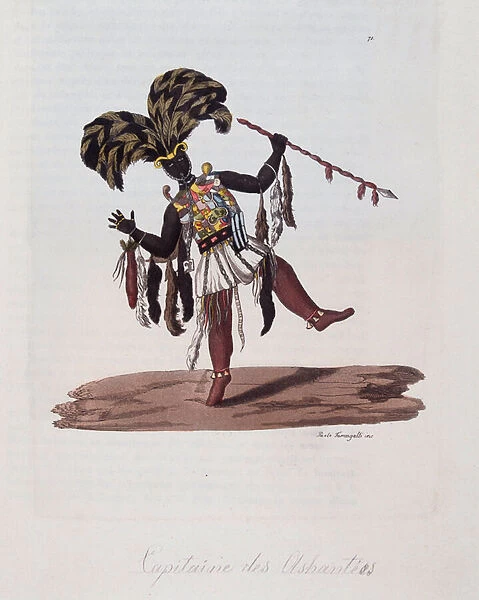 Captain of the Achantis (Ashanti or Asante) (Ghana) - in 'The old and modern costume'by Ferrario, ed Milan, 1819-20