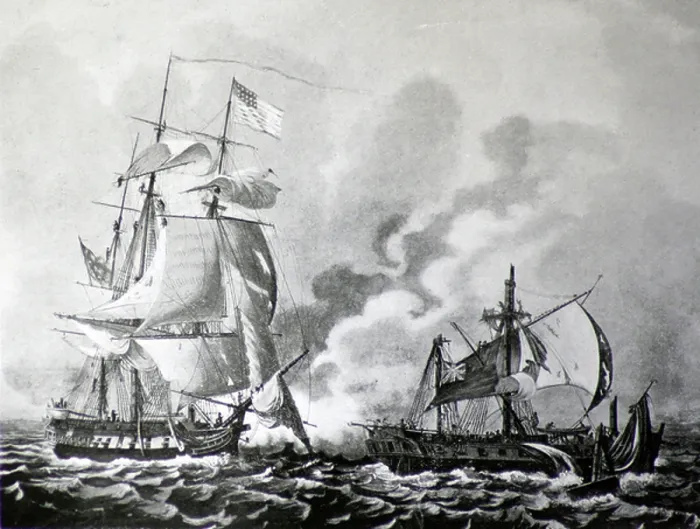 Framed Print : Capture of the British frigate 'Java'