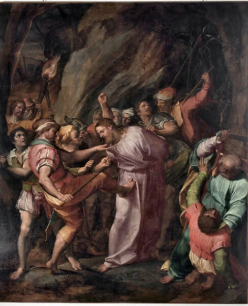 The Capture of Christ Painting by Giovanni Battista Castello dit Il Bergamasco (ca. 1500  /  1509-1569), 16th century Genes, Musei di Strada Nuova