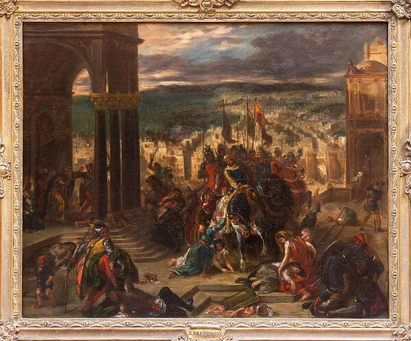 Capture of Constantinople by the Croises, Painting by Eugene Delacroix (1798-1863), showing the historical event of 12 April 1204, during the 4th Crusade, reduced version and variant of the painting of the Salon of 1841