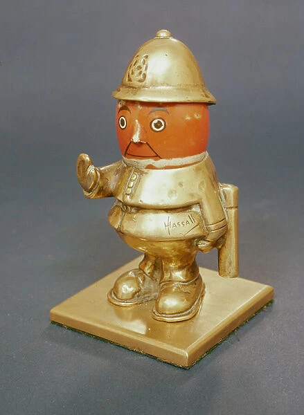 Car mascot with moveable china head, c. 1912 (bronze)