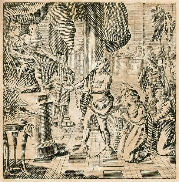 Caractacus, King of the Ancient Britons, before the Roman Emperor Claudius, 51 (engraving)