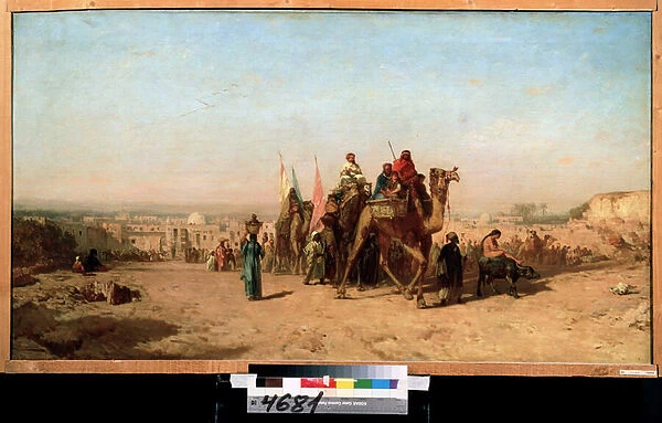 Caravane (Caravan). Peinture de Felix Francois Ziem (1821-1911). Huile sur toile, 79 x 145 cm, 1860. Art francais du 19eme siecle. Musee des Beaux Arts Pouchkine, Moscou