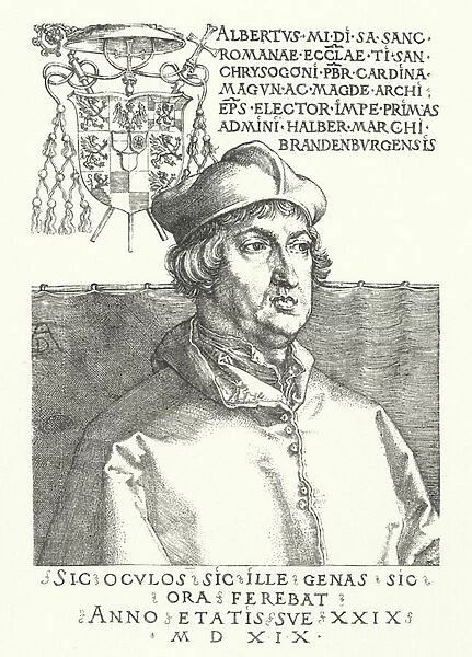Cardinal Albrecht of Brandenburg, Elector and Archbishop of Mainz (engraving)
