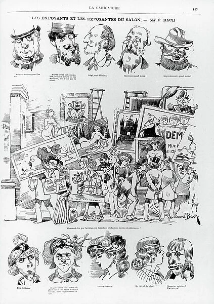 Caricature of artists entering work to be exhibited at the Paris Salon of 1881, from the magazine La Caricature no. 69, 23 April, 1881 (litho)