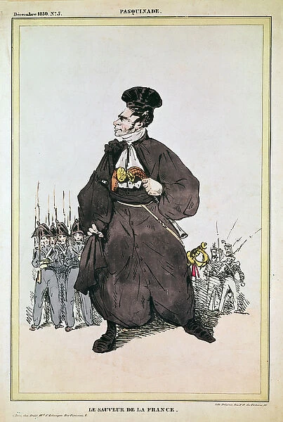 Caricature of Baron Pasquier as Saviour of France, 1830 (colour litho)