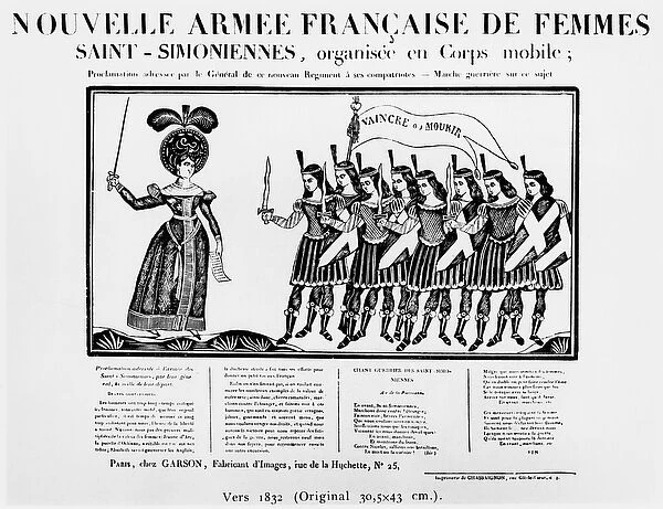 Caricature depicting the new French army of Saint-Simonian women, c