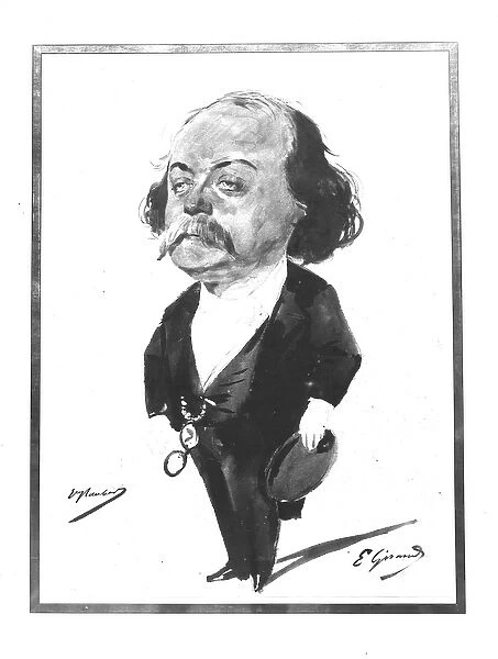 Caricature of Gustave Flaubert, 1867 (w  /  c) (b  /  w photo)