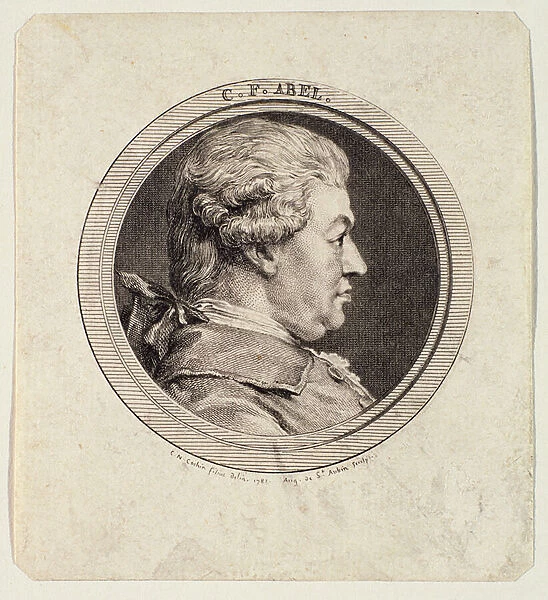 Carl Friedrich Abel (1723-87) engraved by Augustin de Saint-Aubin (1736-1807
