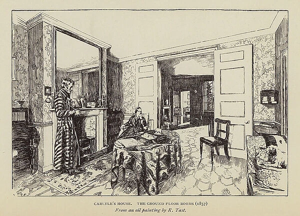 Carlyle's House, The Ground Floor Rooms, 1857 (b / w photo)