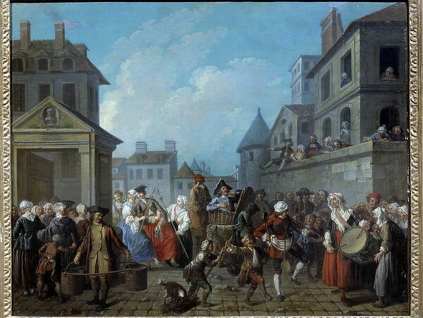 Carnival in the streets of Paris Painting by Etienne Jeaurat (1699-1789) 1757