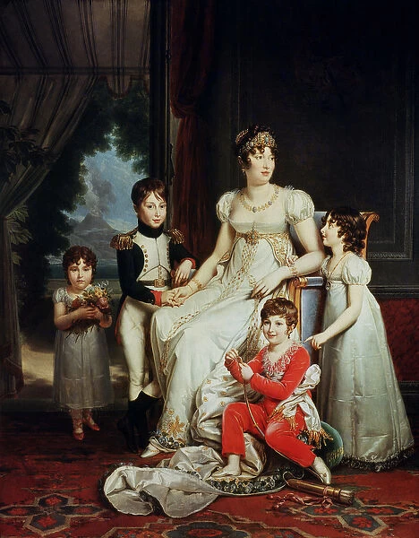 Caroline Bonaparte (1782-1839) and her Children (oil on canvas)