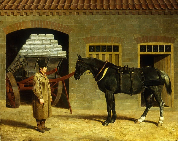 A Cart Horse and Driver Outside a Stable, 1827 (oil on canvas)