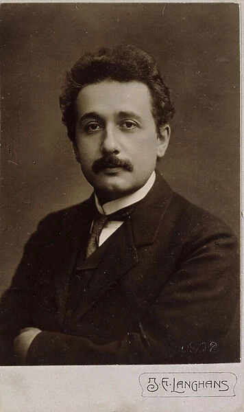 Carte-de-visite portrait of Albert Einstein taken in Prague in 1912