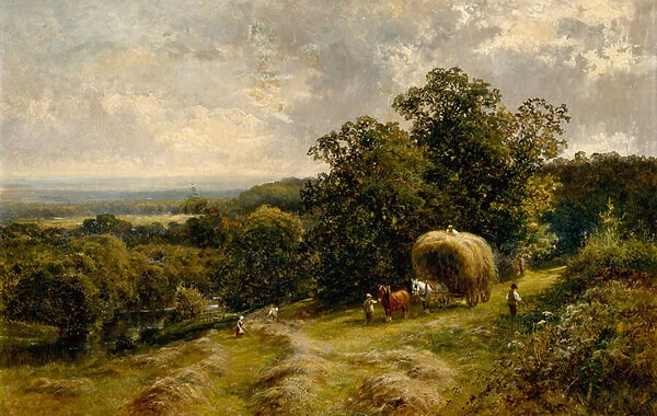 Carting Hay near Brockham, Surrey, 1887 (oil on canvas)