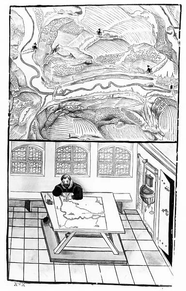 Cartographer at Work (pen and ink)