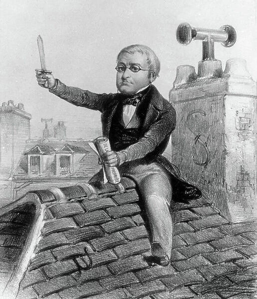 Cartoon of Adolphe Thiers (1797-1877) about his book on property in France, engraving