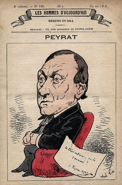 Cartoon of Alphonse Peyrat (1812-1890) English journalist from Les Hommes d