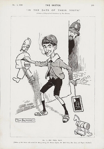 Cartoon of the cartoonist Phil May, imagined in his youth (litho)