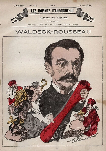 Cartoon of Pierre Waldeck Rousseau (Waldeck-Rousseau) (1846-1904)