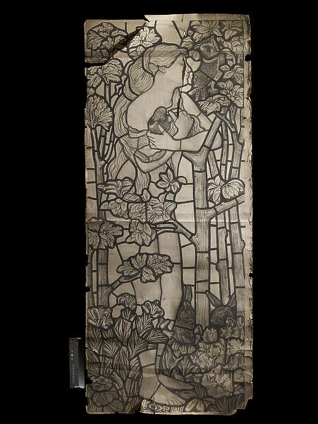 Cartoon for a Stained Glass Window of Eve, 1862 (black chalk with pen and brush and wash)
