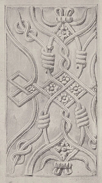 Carved Oak Panel, Syon House, Middlesex (litho)