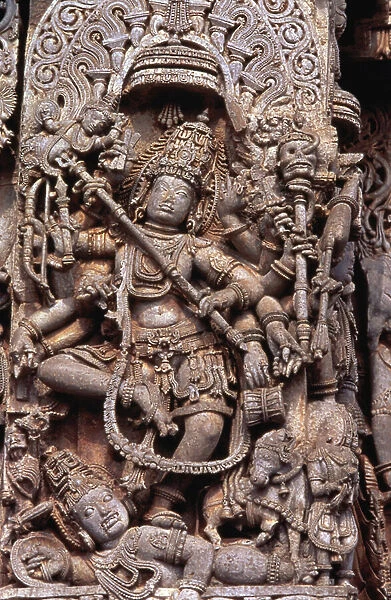 Carving of the God Shiva Killing Andhakasura (stone)
