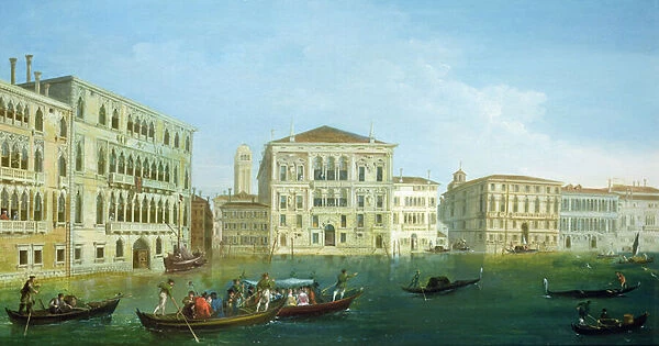 The Casa Foscari and the Palazzo Balbi, from the Grand Canal, Venice (oil on panel)