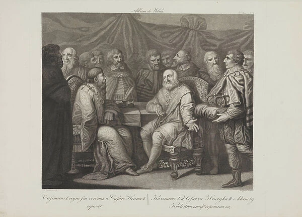 Casimir I the Restorer meeting the emperor Henry III by Smuglewicz, Franciszek (1745-1807). Lithography, Late 18th cent Private Collection