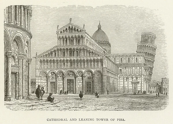 Cathedral and Leaning Tower of Pisa (engraving)
