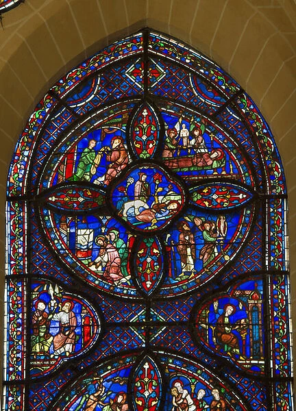 Cathedrale de chartres, stained glass: life of saint anthony and saint paul, hermits