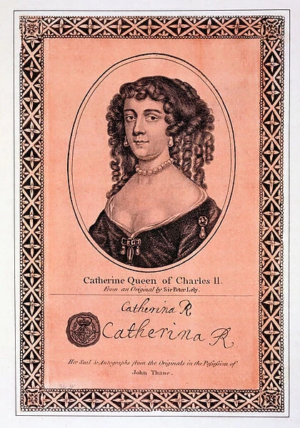 Catherine of Braganza, Queen of Charles II (litho)