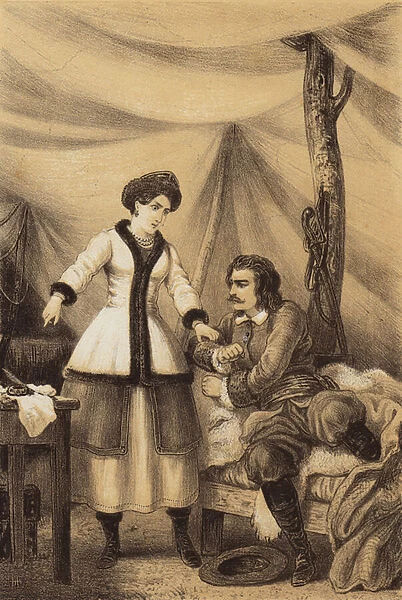 Catherine I of Russia telling Peter the Great: 'Write, it will be your salvation'(litho)
