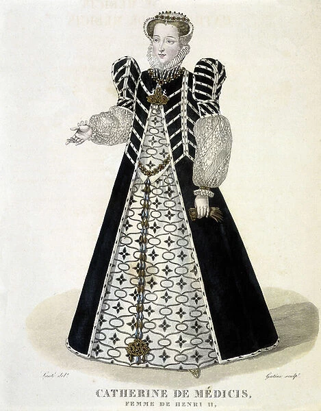 Catherine de Medici (Caterina de Medici), Woman of Henry II - in 'Galerie francaise des femmes famaises', ill. Louis-Marie Lante, 1827