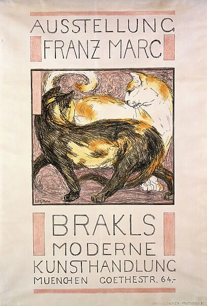 Two Cats, 1909-10 (lithograph in colours)