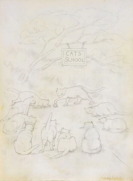 Cats School, 1892 (pencil on paper)