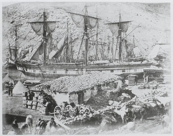 The cattle pier in the harbour of Balaklava, 1855 (b  /  w photo)