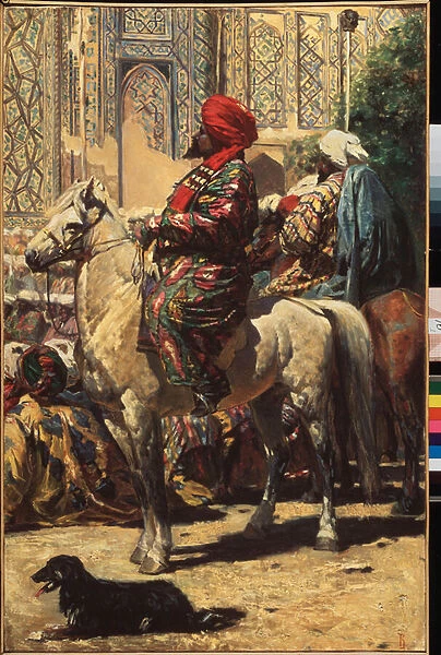 Un cavalier a Samarcande (Ouzbekistan) (A Horseman in Samarkand) - Peinture de Vasili Vailyevich Vereshchagin (Vassili Verechtchaguine) (1842-1904), huile sur toile, 1872 - Art russe 19e siecle - Regional Art Gallery, Taganrog (Russie)